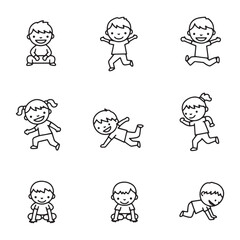Cheerful kids graphic highlighting energetic movements and joyful expressions