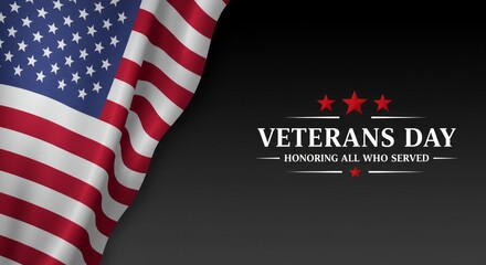 Veterans Day design with american flag and honoring all who served quote