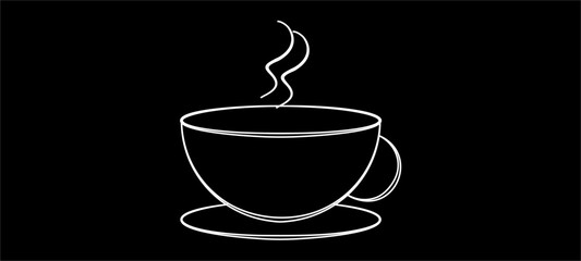 Tea,coffee cup with smoke isolated on Black background.