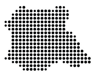 Symbol Map Of the County Madison (Georgia, US) showing the County with a few black dots