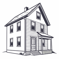Professional house illustration, clean cutout, transparent background