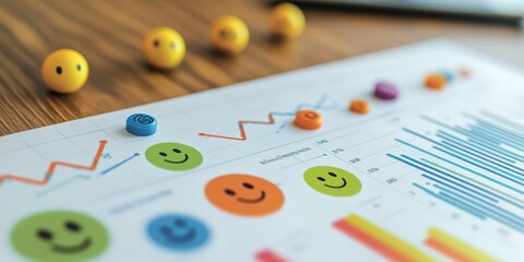 Feedback sentiment analysis dashboard with emojis and charts