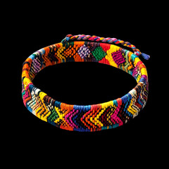 Vibrant Woven Anklet with Bold Patchwork of Tropi Isolated on Transparent Background