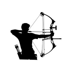 silhouette of a person shooting archery, customizable vector image