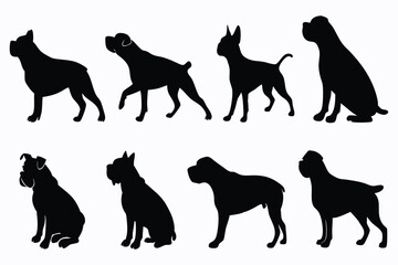 set of dogs silhouettes vector