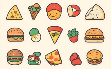 Collection of food stickers