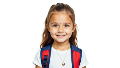 Head Of Happy Schoolgirl With Bright Smile