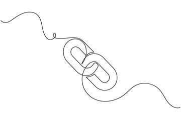 Chain link icon continuous one line drawing isolate outline vector illustration