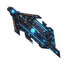 A Cybernetic Arrow with Glowing Neural Circuits AI Isolated on Transparent Background