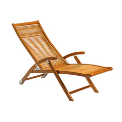 Modern Reclining Wooden Beach Chair with a Sleek Fo Isolated on Transparent Background