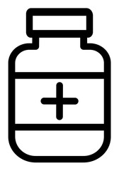 Medicine Bottle Icon – Minimalist Outline Symbol for Healthcare & Pharmacy Apps