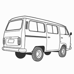 Classic vintage van illustration transparent background