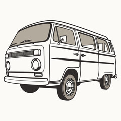 Classic vintage camper van retro travel illustration