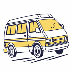 Retro minivan illustration clean cutout design element