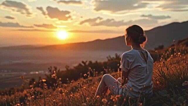 the overall composition captures a moment of serene beauty, inviting the viewer to imagine the individual's thoughts as they witness the end of the day.