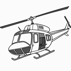 White helicopter side view illustration drawing