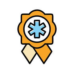 Obraz premium Orange Award Ribbon with Blue Asterisk Icon