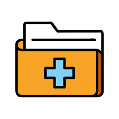 Obraz premium Orange First Aid Kit Icon with Blue Cross