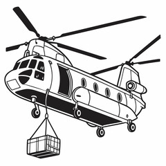Chinook helicopter lifting cargo crate illustration ©  MST RABEYA  BEGUM