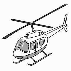 White helicopter cartoon illustration air transport vehicle
