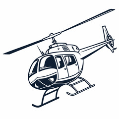 Professional helicopter cutout, isolated vector illustration, transparent background