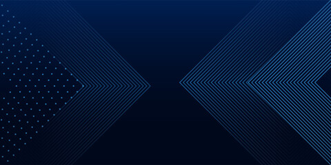 Dark blue abstract background. Glowing triangle geometric lines overlapping. Modern shiny blue lines pattern. Futuristic technology concept. Vector illustration