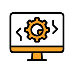 Yellow Gear Balancing Beam Icon on Black Background