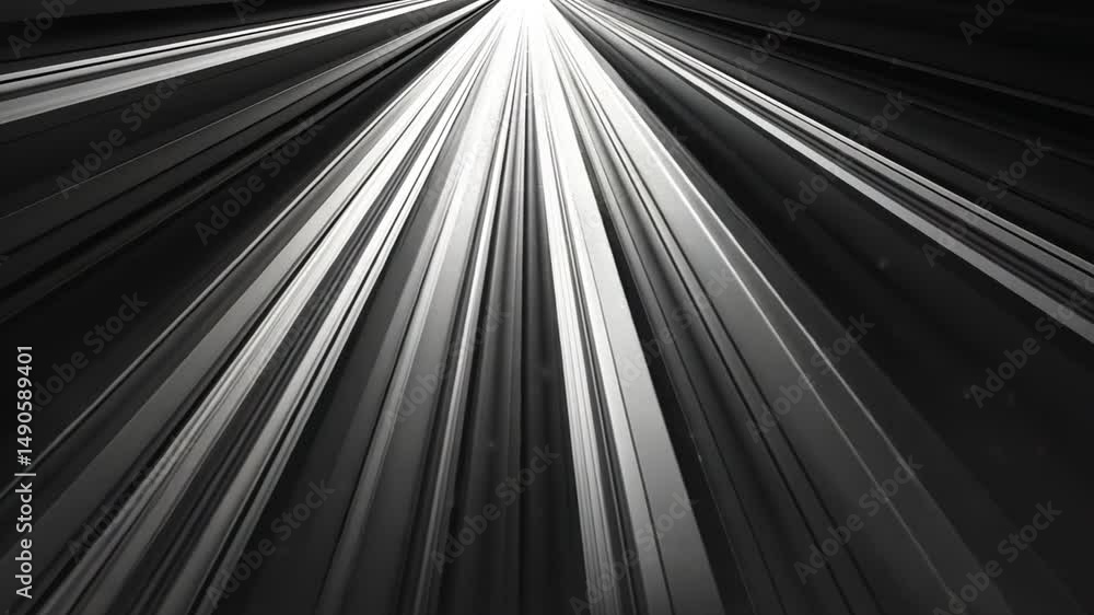 Poster dynamic monochrome design abstract beams of light radiating depth and movement in striking patterns