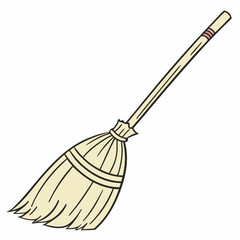 Clean cutout broom illustration transparent background