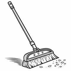 Professional broom illustration clean cutout transparent background
