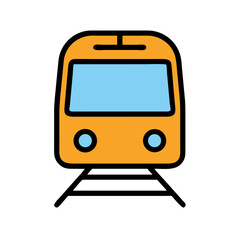 Modern Train Icon in Orange and Blue Colors