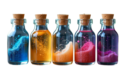 Bottle Set With Cork Stopper In Line