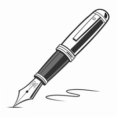 Elegant fountain pen illustration isolated on white background