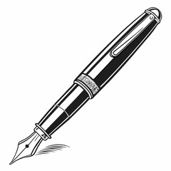 Professional fountain pen illustration isolated on white