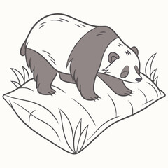 Adorable panda bear sleeping on pillow, transparent png