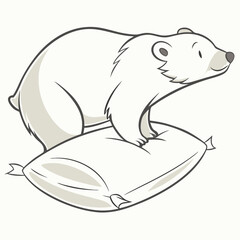 Adorable polar bear relaxing on soft pillow