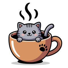 a cute cat with tea cup