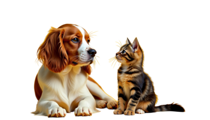 Dog Sitting Peacefully With Cat Companion