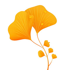 Vibrant illustration of orange ginkgo leaves with delicate, artistic design