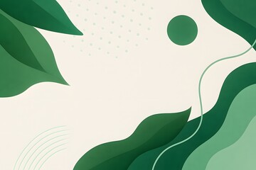 Fototapeta premium A clean, modern abstract background with a white base. The design features flowing organic shapes in deep green, teal, and emerald tones positioned asymmetrically on the top-right and bottom-left corn