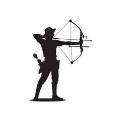 Naklejka premium silhouette of a person shooting archery, customizable vector image