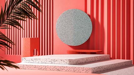Nonsensical forest of abstract cutouts and vibrant colors in Dadaism style