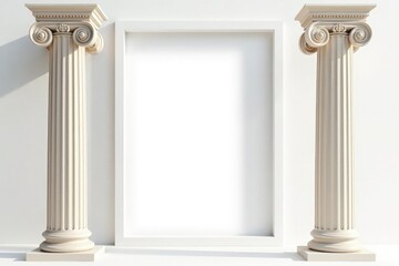 Obraz premium Elegant roman columns against a bright white backdrop, background, texture, old