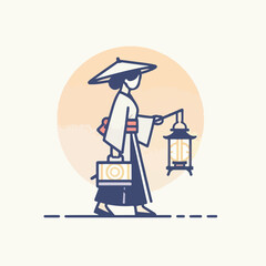 illustration of someone carrying a lantern 
