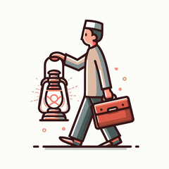 illustration of someone carrying a lantern 