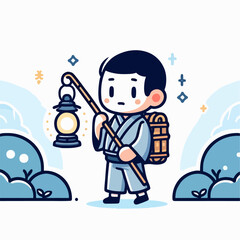 illustration of someone carrying a lantern 