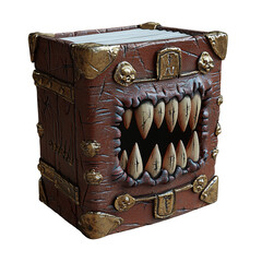 Fantasy book with monstrous design featuring sharp teeth and ornate details