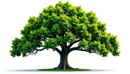 Obraz premium Oak tree foliage isolated on white background, foliage, branches