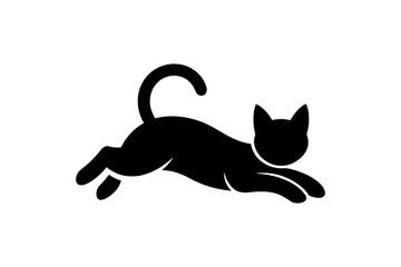 Black cat silhouette jumping vector illustration