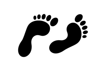 Footprints human feet walking track black and white